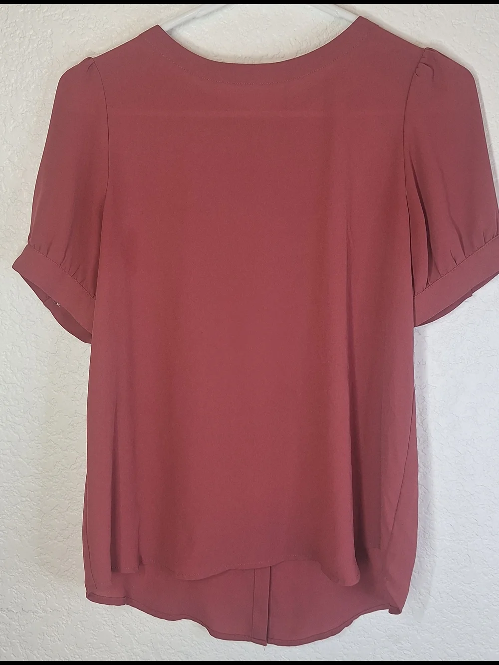 LOFT Petites Maroon Short Sleeve Blouse Button Back XSP